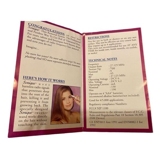 Sonique Hair Removal System Only As Seen On TV Beauty Tools Cosmetic Vintage - Picture 14 of 15